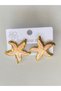 Steel Earrings - Sea Star Pink Color Enamel Gold Earrings - 2