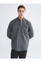 Khaki regular fit long sleeve plaid gabardine men's shirt from plus-store