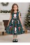 Christmas Festive Girls Pageant Gown – Red, Dark Green, Violet and Green - 2
