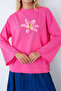 Women's Lily Flower Printed Long Sleeve Oversize Bodysuit