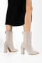 Women's Suede Stone Boots - Pointed Toe Stone Embellished Thick Heeled Back Zipper Boots - 3