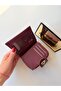 Women's Burgundy Multi-Compartment Zippered Snap-Fastener Wallet with Card Holder and Coin Compartment - 2