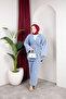 Women's Gold Brooch Detailled Denim Kimono Set