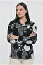 Women's Abstract Circular Pattern Large Pocket Plus Size Cotton Shirt - 2