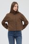 Women's Brown Stand Collar Snap Fastener Short Trench Coat - 5