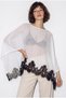 Women's White Lace Detailed Transparent Cape Mercerized Knitwear Poncho 2856 60286466 - 3