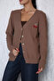 Mink Collar Embroidered Knitwear Cardigan - 3