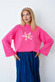 Women's Lily Flower Printed Long Sleeve Oversize Bodysuit - 2