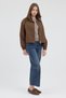 Women's Brown Stand Collar Snap Fastener Short Trench Coat - 2