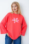 Women's Lily Flower Printed Long Sleeve Oversize Bodysuit