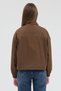 Women's Brown Stand Collar Snap Fastener Short Trench Coat - 7