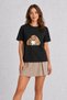 Minimalist Design Cute Dogs Printed T-Shirt Graphic - Black