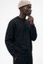 Men's Oversize Sweatshirt Perspectiv Printed Black – Crew Neck, 3 Thread Raster Fleece - 5