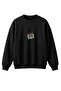Women's Oversize Sweatshirt Retro Cassette Printed Black – Crew Neck, 3 Thread Raster Fleece - 5