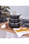 Taç Luna Granite 3-Piece Casserole Set Black