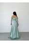 Mint Boat Neck Underwire Lace Detailed Long Evening Dress - 8