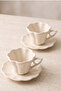 Flower Shaped Turkish Coffee Cup Set for 2 People 150 ml Stylish Coffee Cup Set - 7