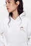Women's Oversize Hoodie with Deer Embroidery in White – Hooded, Kangaroo Pocket, 3-Thread Ribbed Fleece - 6