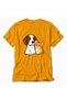 Curious Cat and Dog Minimalist Illustration - Back Print T-Shirt - Yellow - 3