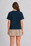 Minimalist Stretching Cat T-Shirt Design - Navy Blue - 2