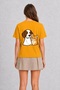 Curious Cat and Dog Minimalist Illustration - Back Print T-Shirt - Yellow