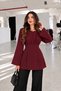 Women's Scuba Crepe Crew Neck Waist Fit Flywheel Sleeve Stylish Tunic Blouse 0249 - 4