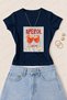 Women's Aperol Season Printed Cotton Lycra Slim Fit Body T-Shirt - Navy Blue