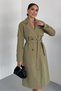 Women's Long Trench Coat Belted Buttoned Double Pockets Long Sleeve Double Breasted Lapel Epaulet Jacket Trench Coat - 2