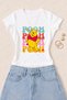 Women's Winnie the Pooh Printed Cotton Lycra Slim Fit Body T-Shirt - White