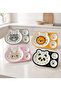 6 Pieces 3-Compartment Pink Melamine Children's Dinner Plate Set - Drop-Resistant Baby Tray Pink Blw Plate - 5