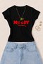 Women's Moody Cherry Printed Cotton Lycra Slim Fit Body T-Shirt - Black