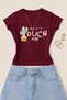 Women's Don'T Touch Me Cactus Printed Cotton Lycra Slim Fit Body T-Shirt - Burgundy
