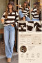 New York Women's Brown Striped Oversize Polo Collar Knit Sweater - 4