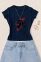 Women's Black Panther Printed Cotton Lycra Slim Fit Body T-Shirt - Navy Blue