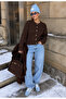 Vienna Premium Brown Gold Buttoned Hair Knitted Sweater Cardigan - 2