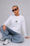 Women's Long Sleeve T-Shirt Retro Cassette Tape Printed White – Crew Neck, Comfortable Fit