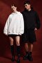 Unisex 2-Piece Oversize Basic Hoodie Black & White – Hooded, with Pockets, 3-Thread Ribbed Fleece - 6