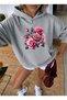 Unisex Women/Men Hooded Sweatshirt with Kangaroo Pocket and Heart Flower Design