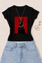 Women's Doberman Portrait Printed Cotton Lycra Slim Fit Body T-Shirt - Black