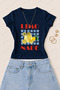 Women's Lemonade Cat Printed Cotton Lycra Slim Fit Body T-Shirt - Navy Blue