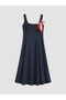 Two Mt Shop Quality Lcw Comfort Navy Blue Poplin Plain Dress - 4
