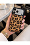 iPhone 13 Compatible Soft Puff Leather Textured Leopard Pattern Case
