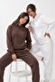 Unisex 2-Piece Oversize Basic Hoodie White & Brown – Hooded, with Pockets, 3-Thread Ribbed Fleece - 6
