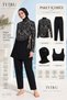 Women's Hijab Swimsuit 5 Piece Full Covered Swimwear Set Long Sleeve Uv Protection Patterned Swimmer Swimsuit - 6