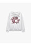 Hooded Zippered Bow Printed Gray Women's Sweatshirt 7Wal10107Ik - 6