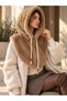 Women's Camel Hooded Plush Neck Collar Byn06