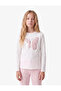 Sequined Sequined Long Sleeved Crew Neck Butterfly Printed Cotton T-Shirt - 2