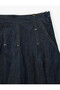 Cotton A-Line Pleated Midi Denim Skirt - 5