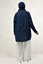 68083 Plus Size Jacquard Strawberry Tunic with Butterfly Brooch Detail - Navy Blue - 6