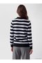 Alita City Lcw Modest Blue Knitwear Striped Polo Neck Women's Sweater - 4